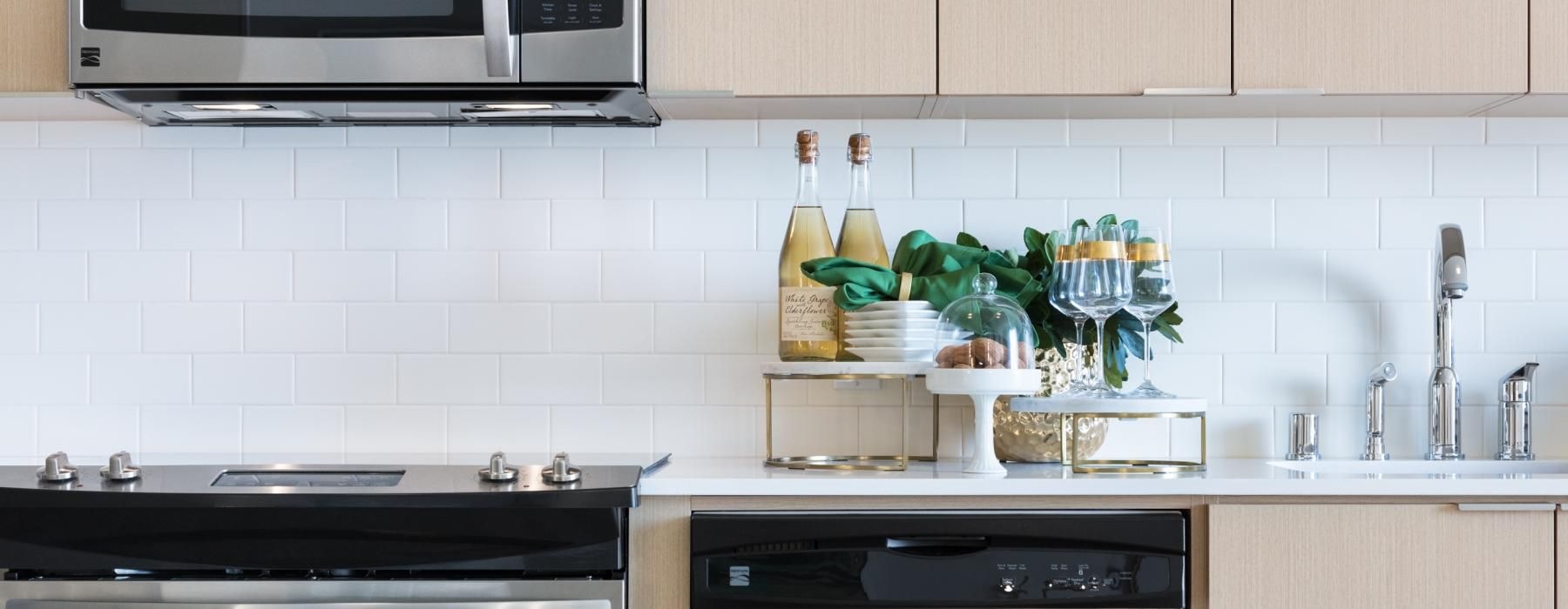 a kitchen with stainless steel appliances