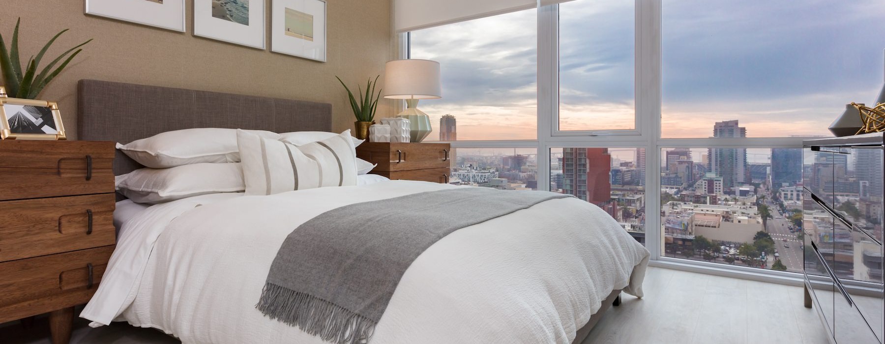 bedroom with a large window