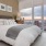 a bed with a large window